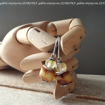 szarotka - kolczyki - PANCAKES kolczyki z bursztynu i srebra foto #4