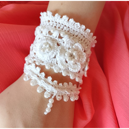 Biała bransoletka BOHO, Danuta Zgoł, bransoletki