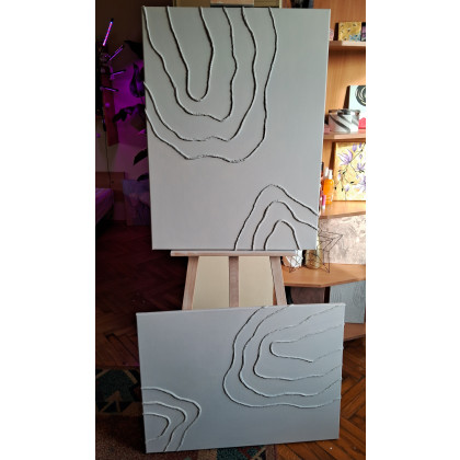 Yulia Szczerbak - obrazy akryl - 2 obrazy na płótnie ręcznie malowane akrylami z elementami 3D strukturalne foto #1