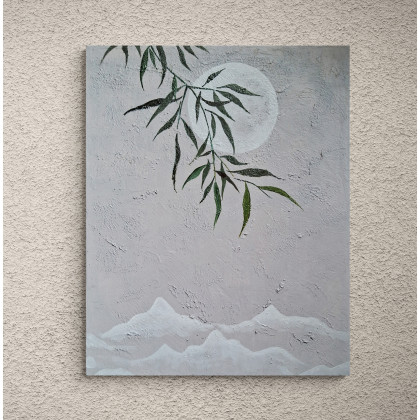 Yulia Szczerbak - obrazy akryl - Minimalistyczny obraz na płótnie strukturalny Wabi Sabi Japandi 55x75 foto #2