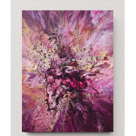 PINK BLOOM - ABSTRAKCJA WYKONANA METODĄ POURINGU, PŁÓTNO 40X50