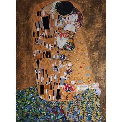 Reprodukcja obrazu Pocałunek Gustawa Klimta, Monika Palichleb, obrazy akryl
