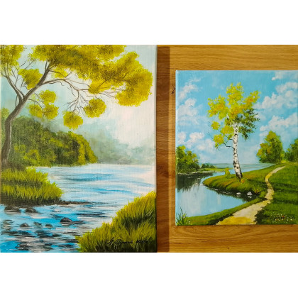 DYPTYK PEJZAŻOWY SZEPTY NATURY - obrazy akrylowe na płótnie, Marzena Dymek, obrazy akryl