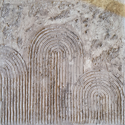 Yulia Szczerbak - obrazy akryl - Obraz strukturalny abstrakcja Wabi Sabi Japandi minimalistyczny ręcznie wykonany 60x90 foto #1