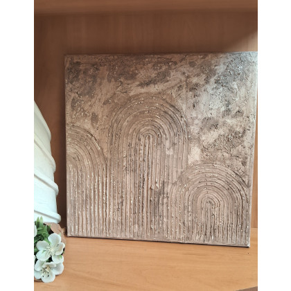 Yulia Szczerbak - obrazy akryl - Obraz strukturalny abstrakcja Wabi Sabi Japandi minimalistyczny ręcznie wykonany 60x90 foto #2