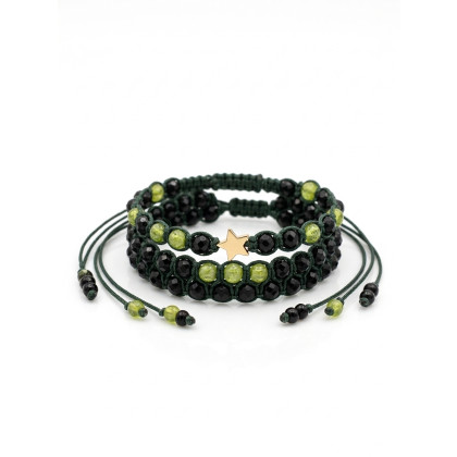 unikatart - bransoletki - Bransoletki Zestaw Makrama z Koralikami i Złotą Gwiazdką - Rękodzieło foto #1