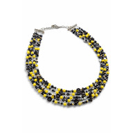 NOWOCZESNY NASZYJNIK MULTI-STRAND - HEMATYT I CYTRYNOWY AKRYL
