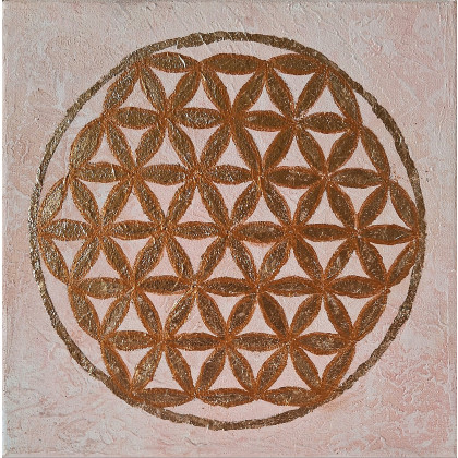 Obraz na płótnie ręcznie wykonany akrylami na płótnie mandala Kwiat Życia ze złotem, Yulia Szczerbak, obrazy akryl