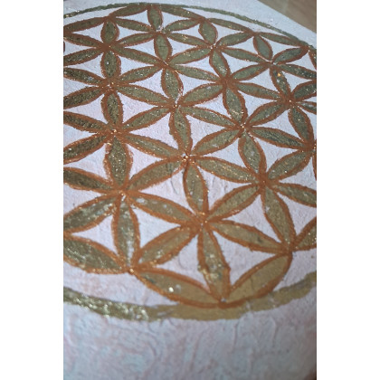 Yulia Szczerbak - obrazy akryl - Obraz na płótnie ręcznie wykonany akrylami na płótnie mandala Kwiat Życia ze złotem foto #2