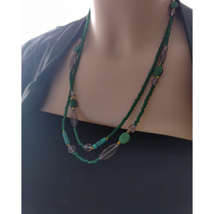 unikatart - korale,naszyjniki - Naszyjnik Kalamata Oliwka Zielona Koniczyna foto #1