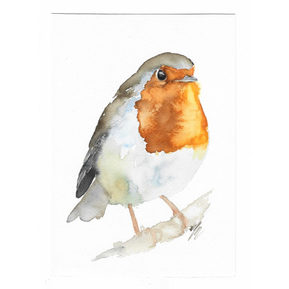 Rudzik - obraz akwarelowy, Magdalena Malik, obrazy akwarela