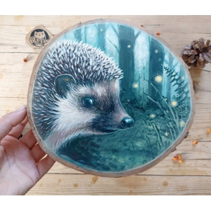 Joanna Podolska - obrazy akryl - Jeż na drewnie brzozowym foto #4