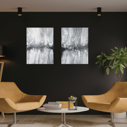 Czarno-biały dwuptyk - 2 płótna 40x60, Elżbieta Hanarz, obrazy akryl