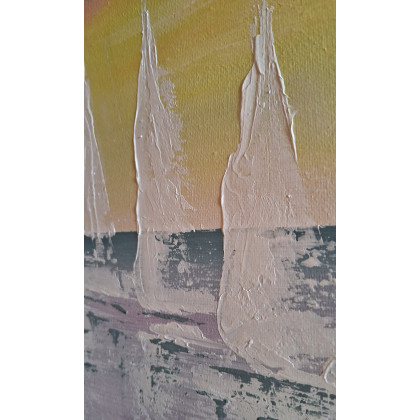 Yulia Szczerbak - obrazy akryl - Obraz na płótnie ręcznie malowany akrylami Żaglówki strukturalny 40x50 foto #4