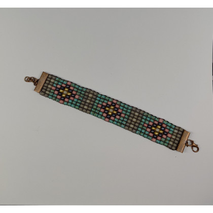 unikatart - bransoletki - Bransoletka koralikowa w stylu Boho - Kolory Ziemi i Nieba foto #3