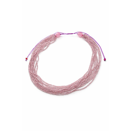 unikatart - korale,naszyjniki - Naszyjnik elegancki, wielowarstwowy z różowych nude koralików foto #1