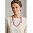 Naszyjnik elegancki, wielowarstwowy z różowych nude koralików