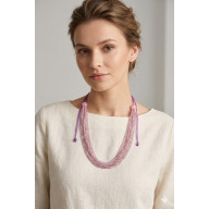 NASZYJNIK ELEGANCKI, WIELOWARSTWOWY Z RÓŻOWYCH NUDE KORALIKÓW