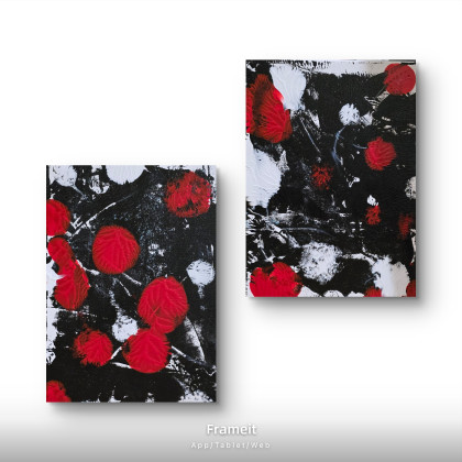 Czeresnie kompozycja 30x40x1 cm, Ewa Mościszko, obrazy tech. mieszana