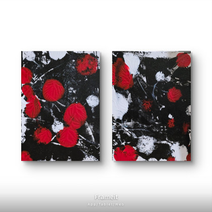 Ewa Mościszko - obrazy tech. mieszana - Czeresnie kompozycja 30x40x1 cm foto #1