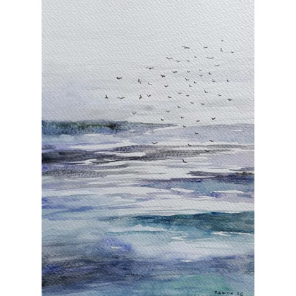 Paulina Lebida - obrazy akwarela - Morze-  akwarela formatu 24/18 cm foto #1