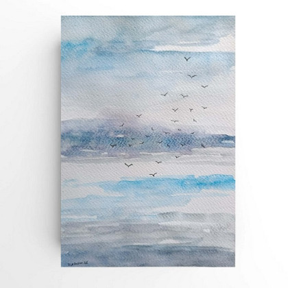 Morze-  akwarela formatu 24/18 cm, Paulina Lebida, obrazy akwarela