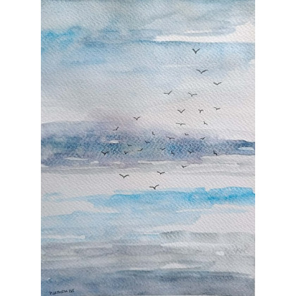 Paulina Lebida - obrazy akwarela - Morze-  akwarela formatu 24/18 cm foto #1