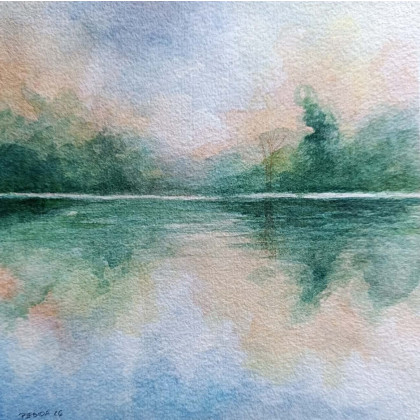 Paulina Lebida - obrazy akwarela - Pejzaż-  akwarela formatu 20/20 cm foto #1