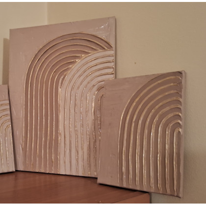 Zestaw obrazów na płótnie ręcznie malowany z akrylami strukturalny minimalistyczny, Yulia Szczerbak, obrazy akryl