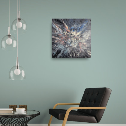 Elżbieta Hanarz - obrazy akryl - Abstrakcja wykonana metodą pouringu 50x50 foto #1