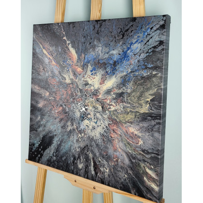 Elżbieta Hanarz - obrazy akryl - Abstrakcja wykonana metodą pouringu 50x50 foto #3