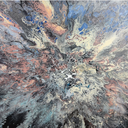 Elżbieta Hanarz - obrazy akryl - Abstrakcja wykonana metodą pouringu 50x50 foto #4