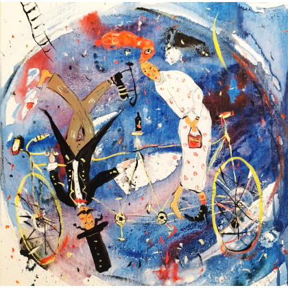 Bicykl zakochanych..., Dariusz Grajek, olej + akryl