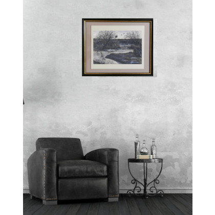 Jolanta Frankiewicz - obrazy akwarela - Rozlewisko - monochromatyczna akwarela A4 foto #1