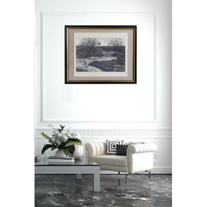 Jolanta Frankiewicz - obrazy akwarela - Rozlewisko - monochromatyczna akwarela A4 foto #2