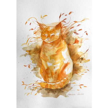 Kocia medytacja, Adriana Laube, obrazy akwarela