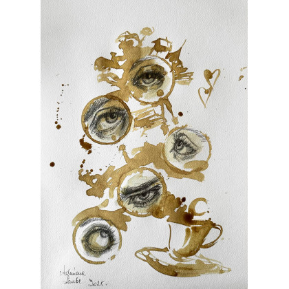 Kawiarniane spojrzenia, Adriana Laube, rysunki tech.mieszana