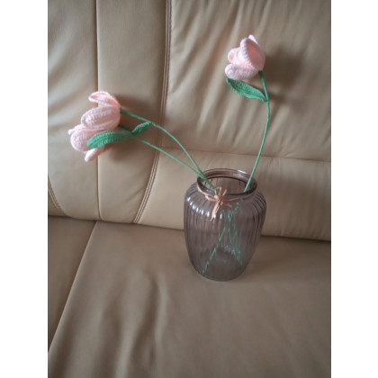 Monika Wyrostek - inne - Tulipany na szydełku wysokie brzoskwiniowe 3 sztuki foto #1
