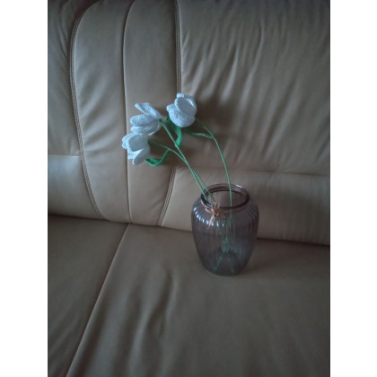 Tulipany na szydełku wysokie białe 3 sztuki, Monika Wyrostek, inne