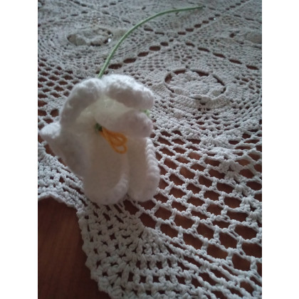 Monika Wyrostek - inne - Tulipany na szydełku wysokie białe 3 sztuki foto #1