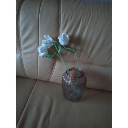 Monika Wyrostek - inne - Tulipany na szydełku wysokie białe 3 sztuki foto #2