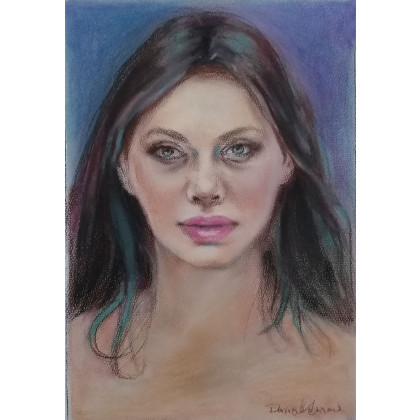 Kobieta z Wymyśloną Twarzą, Dariusz Kaźmierczak, pastele suche