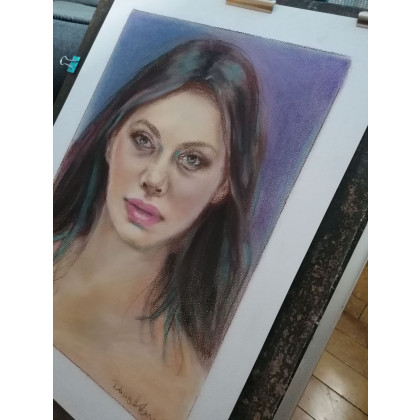 Dariusz Kaźmierczak - pastele suche - Kobieta z Wymyśloną Twarzą foto #2