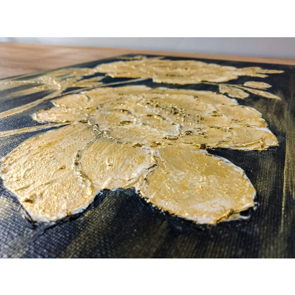 Marzena Dymek - obrazy akryl - ELEGANCKI OBRAZ STRUKTURALNY Z WIDOCZNĄ TEKSTURĄ 3D - ZŁOTE ZWIEŃCZENIE (dostawa gratis) foto #1