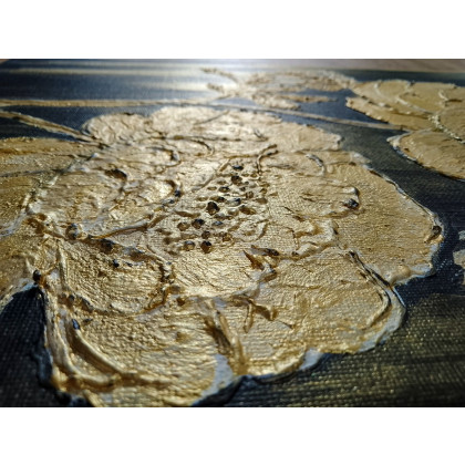 Marzena Dymek - obrazy akryl - ELEGANCKI OBRAZ STRUKTURALNY Z WIDOCZNĄ TEKSTURĄ 3D - ZŁOTE ZWIEŃCZENIE (dostawa gratis) foto #4