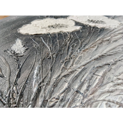 Marzena Dymek - obrazy akryl - ELEGANCKI DYPTYK STRUKTURALNY Z WIDOCZNĄ TEKSTURĄ 3D - SREBRO i ZŁOTO 60x40cm (dostawa gratis) foto #2