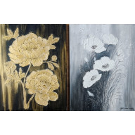 ELEGANCKI DYPTYK STRUKTURALNY Z WIDOCZNĄ TEKSTURĄ 3D - SREBRO I ZŁOTO 60X40CM (DOSTAWA GRATIS)