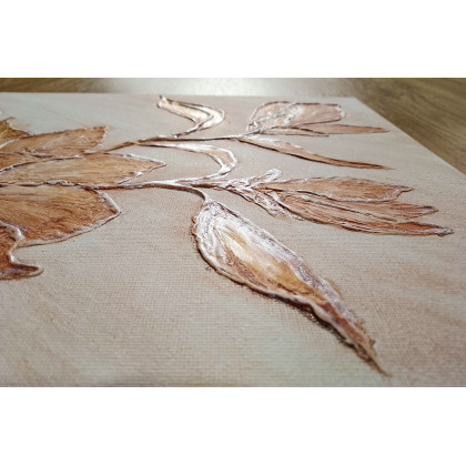 Marzena Dymek - obrazy akryl - WYJĄTKOWY OBRAZ STRUKTURALNY Z TEKSTURĄ 3D SUROWA ELEGANCJA STYL JAPANDI (darmowa dostawa) foto #1