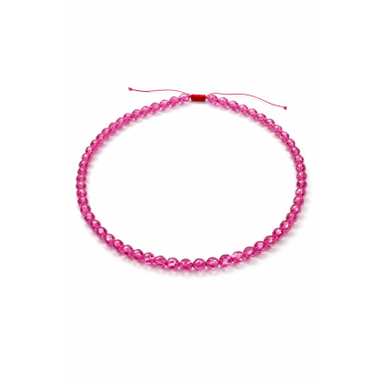 unikatart - korale,naszyjniki - Naszyjnik z Fasetowanych Różowych Kryształów na Czerwonym Sznurku - Regulowany foto #1