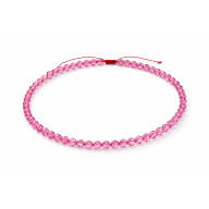 Naszyjnik z Fasetowanych Różowych Kryształów na Czerwonym Sznurku - Regulowany